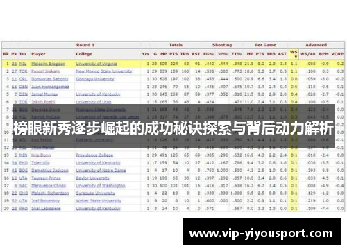 榜眼新秀逐步崛起的成功秘诀探索与背后动力解析
